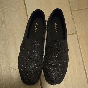 Aldo Sparkling Thick Sole, Black Loafers